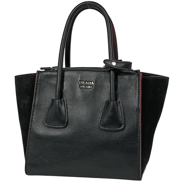 Prada Shoulder Nero Bag Red Leather Black - Picture 1 of 6